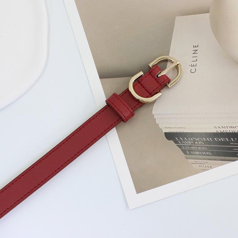 Double D Pin Buckle Women'S Design Thin Belt Women'S Skirt Decorative Jeans Belt 5 Colors Optional