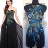 Blue Embroidered Floral Patches Sequin Embroidery Lace Appliques Clothing Applique  Stage Costumes