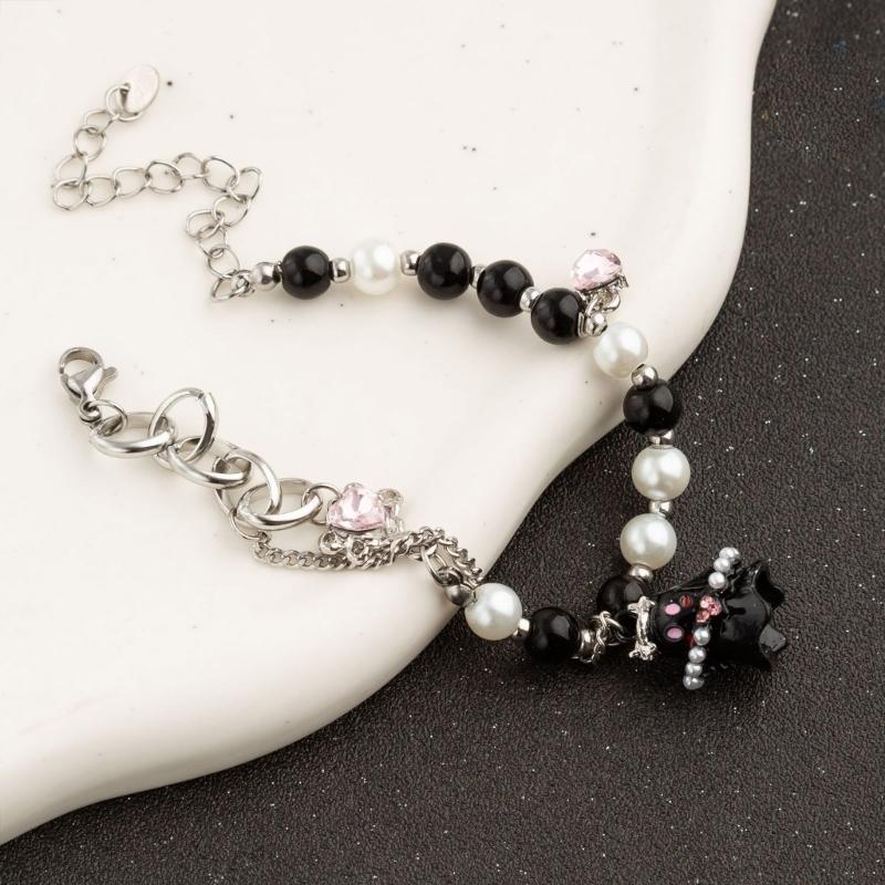 Exquisite Black White Beaded Little Specter Bracelets for Women Sweet Bracelets
