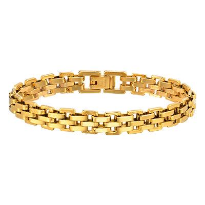 Stainless Steel Strap Bracelet 18K Gold Plated, Fashion Jewelry Br-1318