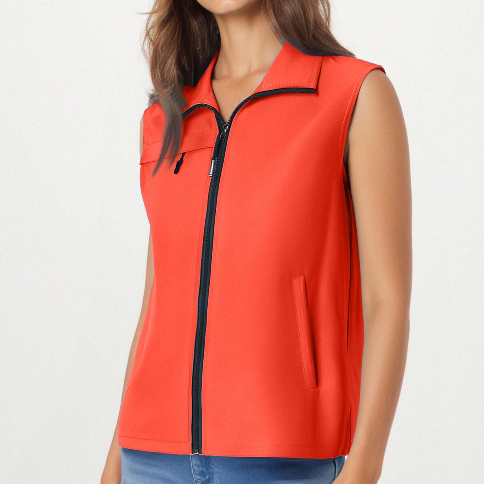 

Женский повседневный спортивный жилет без рукавов, однотонный, на молнии, с воротником-стойкой XL