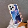 Luna Moon Cat Mobile Phone Case for iPhone 17 16 15 14 13 12 11 Air Pro Max Plus Wavy Edge TPU Colorful Cover Pretty Smartphone