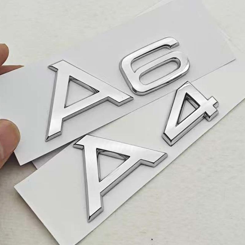 3D ABS Chrome Black Car Letters A4 A6 Logo Rear Trunk Badge Sticker Decals For Audi A4 A6 Auto Tail Marking Accessories