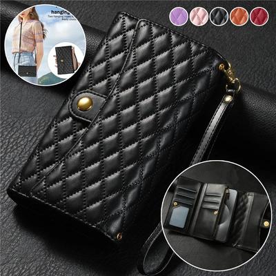 Portefeuille Zip en Cuir Bandoulière Étui Téléphone pour Samsung Galaxy A17 A56 A36 A26 A16 A55 A35 A25 A15 A54 A34 A14 A13 A33 Note 20 Housse