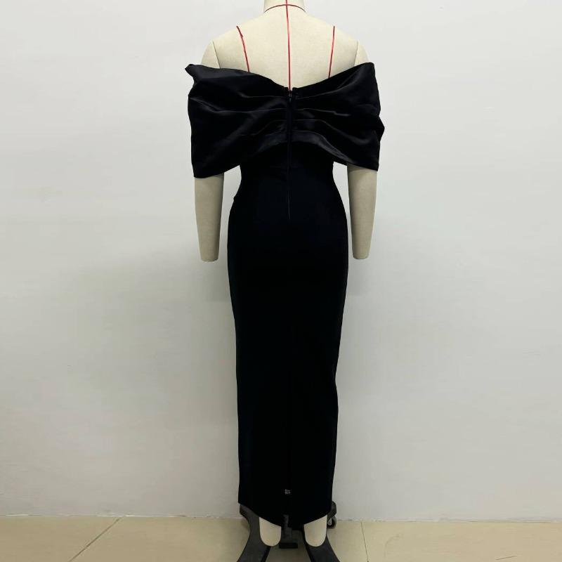 tube top bandage evening dress temperament sexy one-word shoulder dress heavy industry hot drill slim and thin bandage skirt