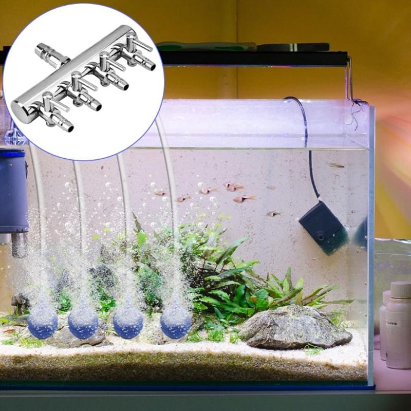 2/4/6/8/10/12Ways Stainless Steel Air Flow Splitter Distributor Pump Valves for Aquarium Air Splitter Valve Fish Tank Air Pump