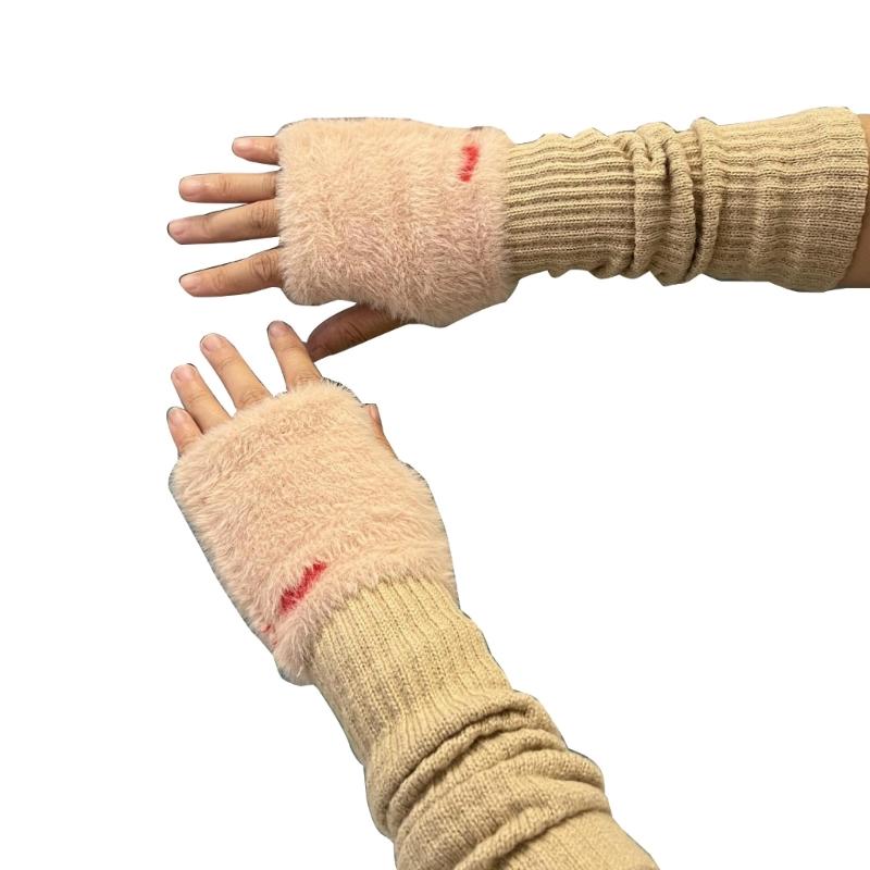 Elbow Arm Sleeves Slouchy Y2K Warm Gloves for Women Girl Casual Hand Warmers