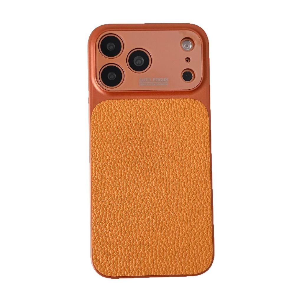 Lychee Texture Phone Case for Apple 17PROMAX - Trendy Leather Sticker Protective Case for 13/14/16/17 Models