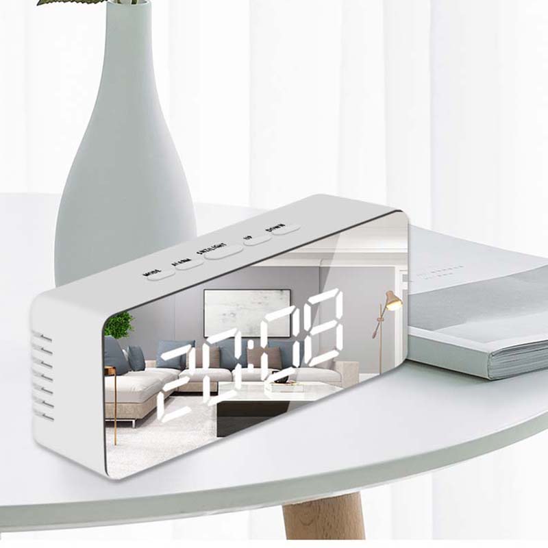

LED Mirror Alarm Clock Digital Clock Snooze Time Electronic Large Time Temperature Display Night Mode Home Decoration Clock
