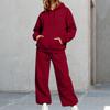 Women's Unisex Loose Fit Color Athletic Hoodie and Wide Leg Sweatpants Set