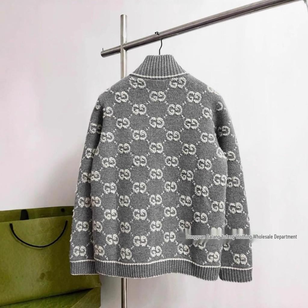 Cardigan in Maglia 3D con Lettere Autunno Inverno: Giacca da Donna a Manica Lunga con Stampa Integrale
