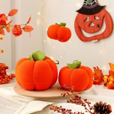 Halloween Decorations - Realistic Pumpkin Plush Toy Figurines - Home Party Doll Display Items