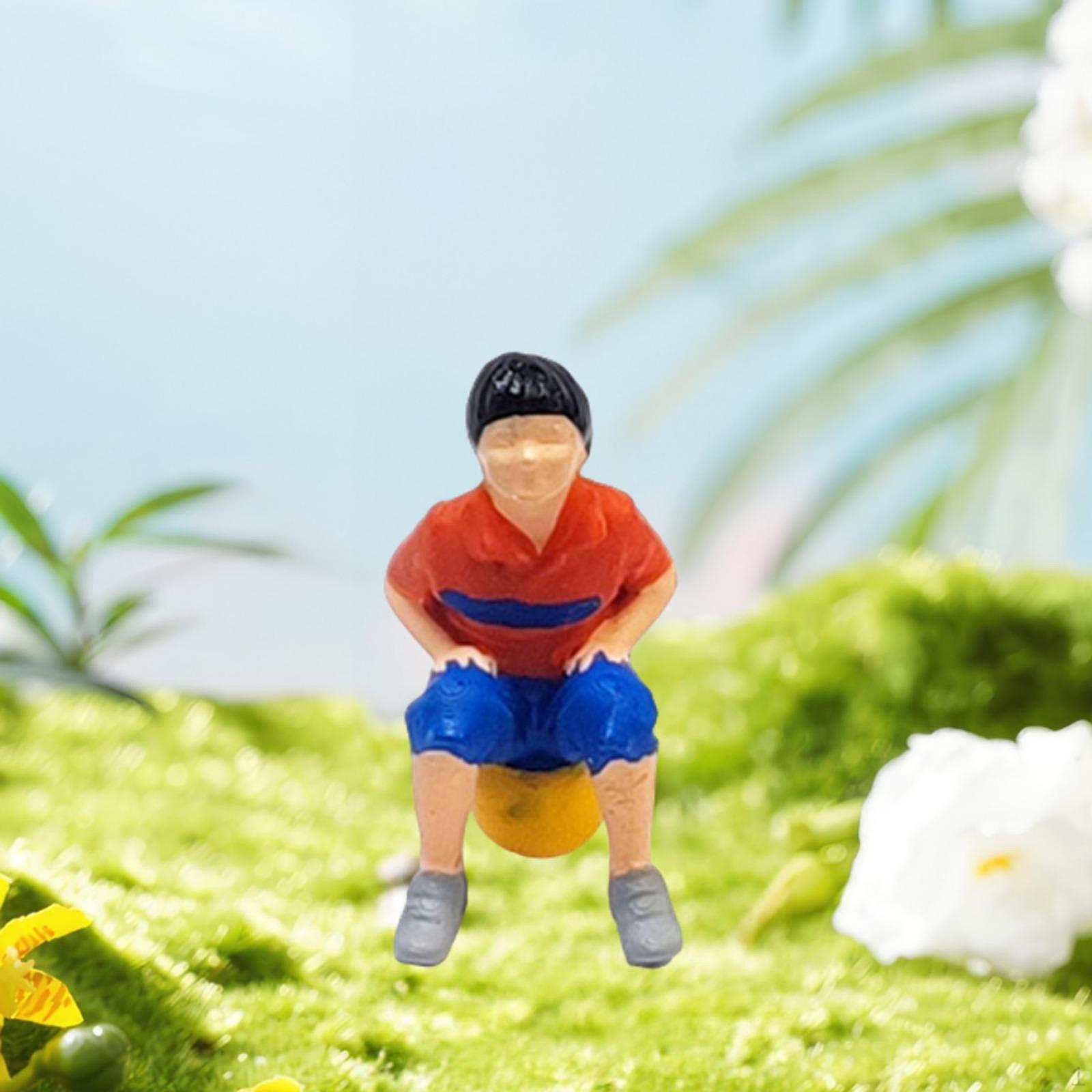 1/64 Diorama Figures Mini Kids Figure Miniature Boy Sitting Ball for Dollhouse Accessories Model orange top