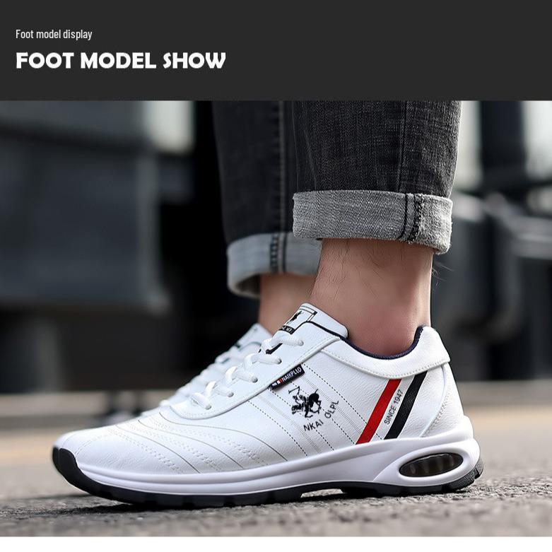 Scarpe Casual da Uomo Paul alla Moda, Taglia Grande, in Pelle Bianca - Stile Coreano, Ammortizzazione ad Aria, Comode per Correre e Sport.