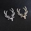 Rhinestone Christmas Badge Animal Deer Metal Brooch Unique Elk Head Brooch  Boys
