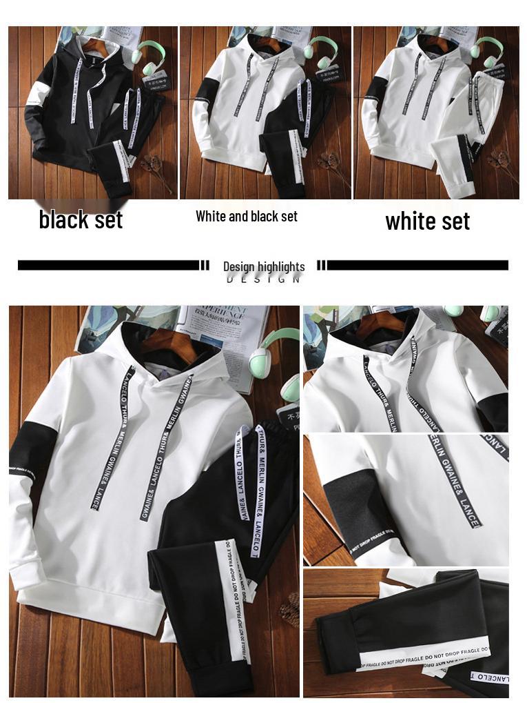 Men's Trendy Spring & Autumn Casual Suit: Stylish Korean Jacket & Sweater Set