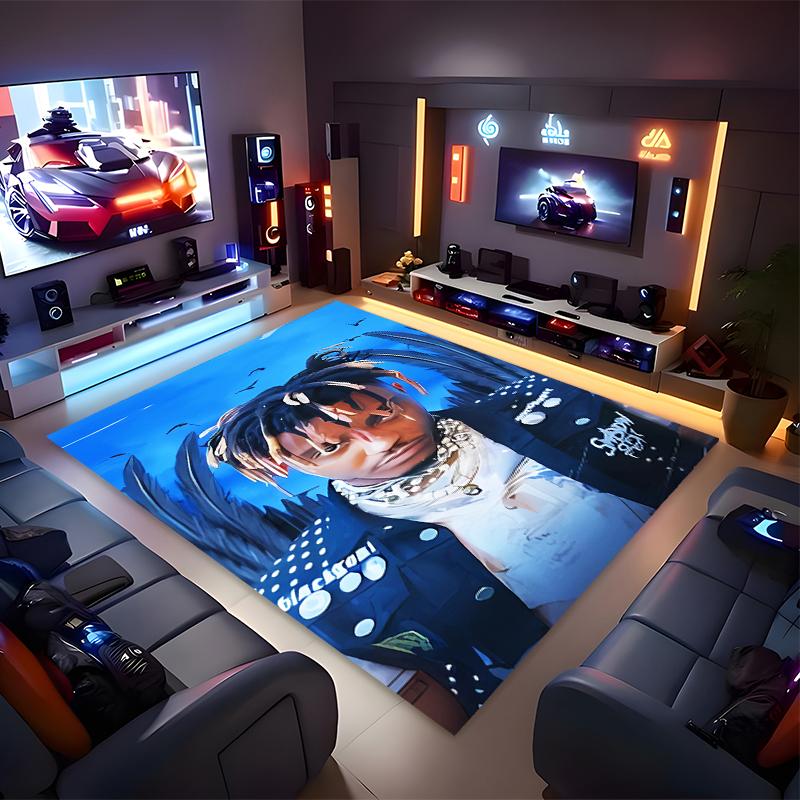 1pc Juice WRLD Print Area Rug - Soft, Washable Non-Slip Indoor Mat for Office Chairs, Living Room, Home Office Decorative Rug