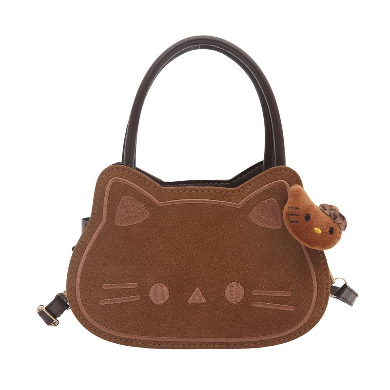 New matte cute cat fashion shoulder bag women's highend commuting light retro niche messenger bag