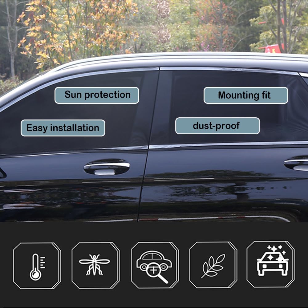 4PCS Car Window Shades With Zipper,Breathable Car Window Cover Baby Window Shades For Car,Camping Essentials Side Window Sun Shade For Privacy