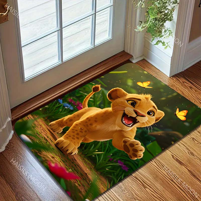 Lion Cub Playing Print Carpet for Living Room Bedroom Sofa Creative Doormat Home Decor Area Rugged Non-slip Mat Luxury Gift