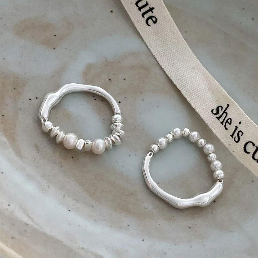 Irregular Pearl Finger Rings Light Luxury Personality Rings Minimalist Design Rings Daily Wear