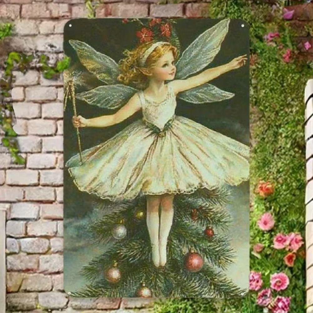 Fantasy Metal Wall Art Decor, Girl with Goldfish, 20x30cm Bedroom Sign