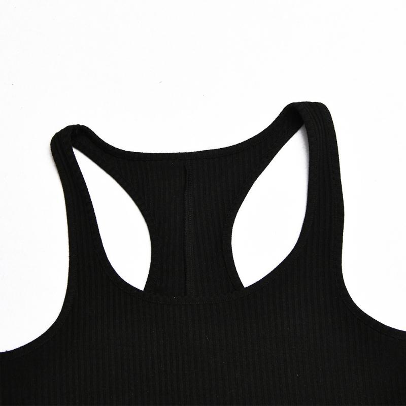 Europeisk och amerikansk ärmlös U-ringad slim fit sexig sportjumpsuit