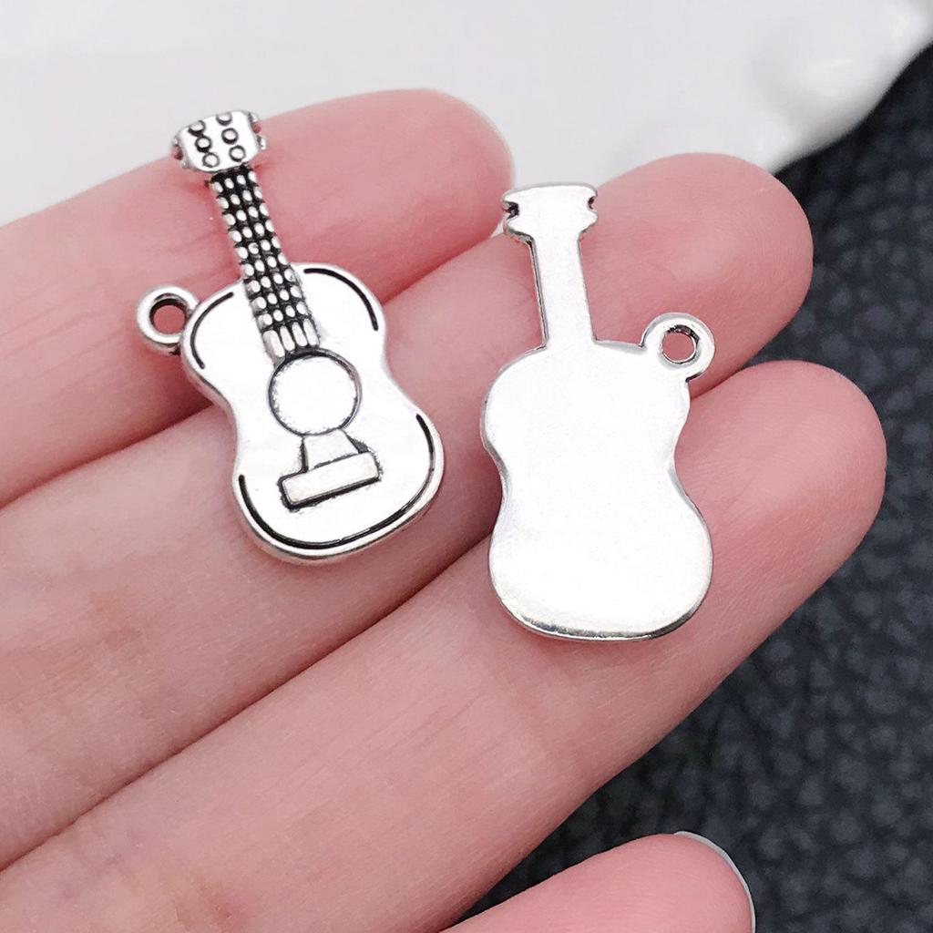 Mixed 30-Piece Musical Instrument Alloy Pendant Set with Guitar, Notes, and Mini Music Jewelry Accessories