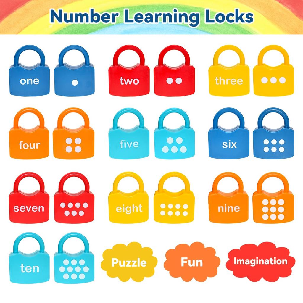 Children's Numbers 1-10 Lock And Key Counting Education Game Toy