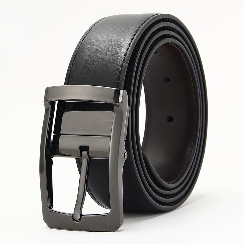 Men s Two-Layer Genuine Leather Perforated Belt - Casual Business Waistband 110-130 cm