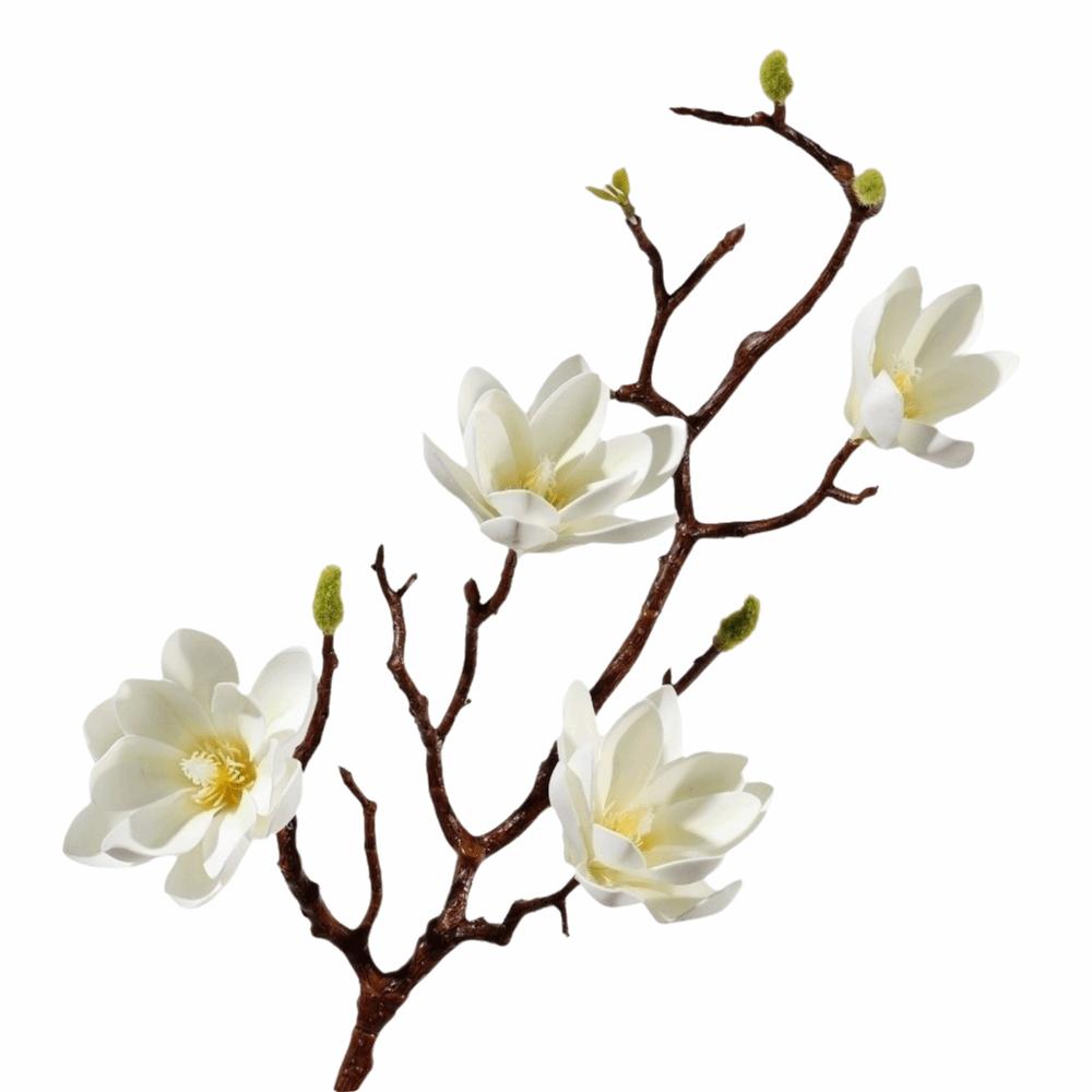 Multi-Bloom Artificial Magnolia Flowers Branch Pink Plastic Fake Flower  Living Room Ornaments