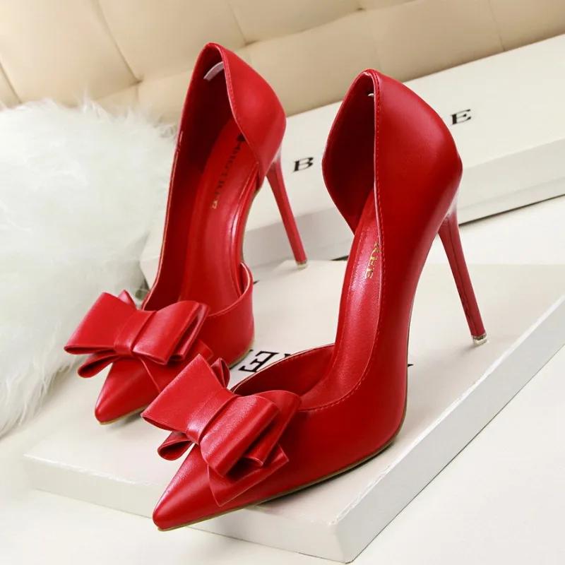 Women's Pointed Tip Bow High Heels Fashion Hollowed Out Single Shoes for Women Trend Sweet Stiletto Heels Women's Shoes Tacones