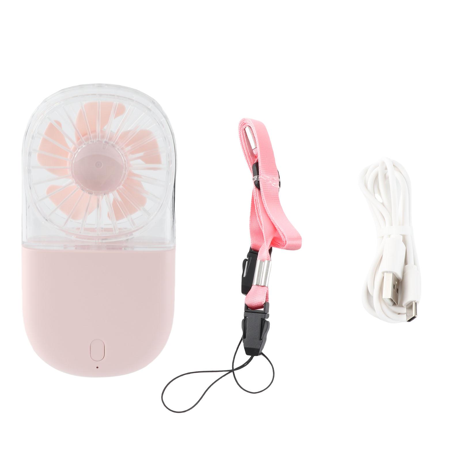 Portable Handheld Fan Mini Desk Foldable Necklace USB Rechargeable Fan Transparent Portable Handheld Necklace Fan