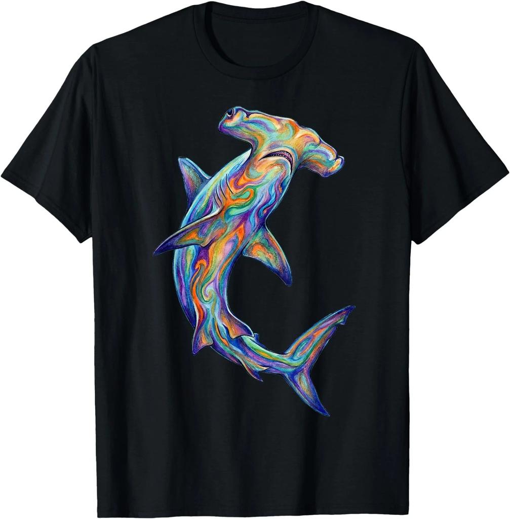Hammerhead Shark Abstract Ocean Art Marine Life Colorful T-Shirt