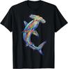 Hammerhead Shark Abstract Ocean Art Marine Life Colorful T-Shirt