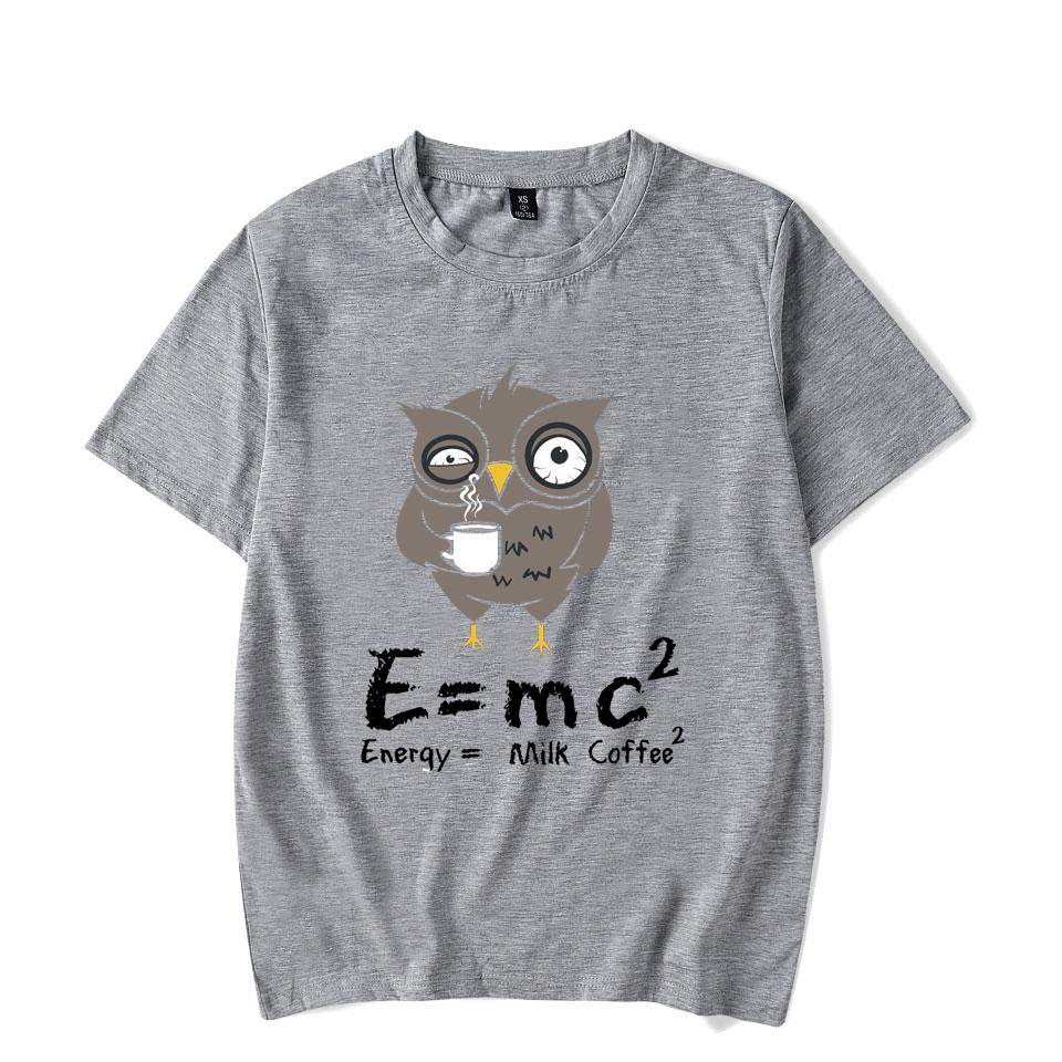 E MC2 Energy Milk Coffee Print T-shirt Street Fashion Style Short Sleeve T-shirt Men's and Women's Summer Comfort T-shirt
