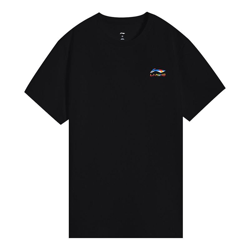 Li Ning Fashion Loose Cotton Versatile Short Sleeve Comfortable Long Pants Casual Set Unisex sets Black Navy-Blue W871-1+V809-2