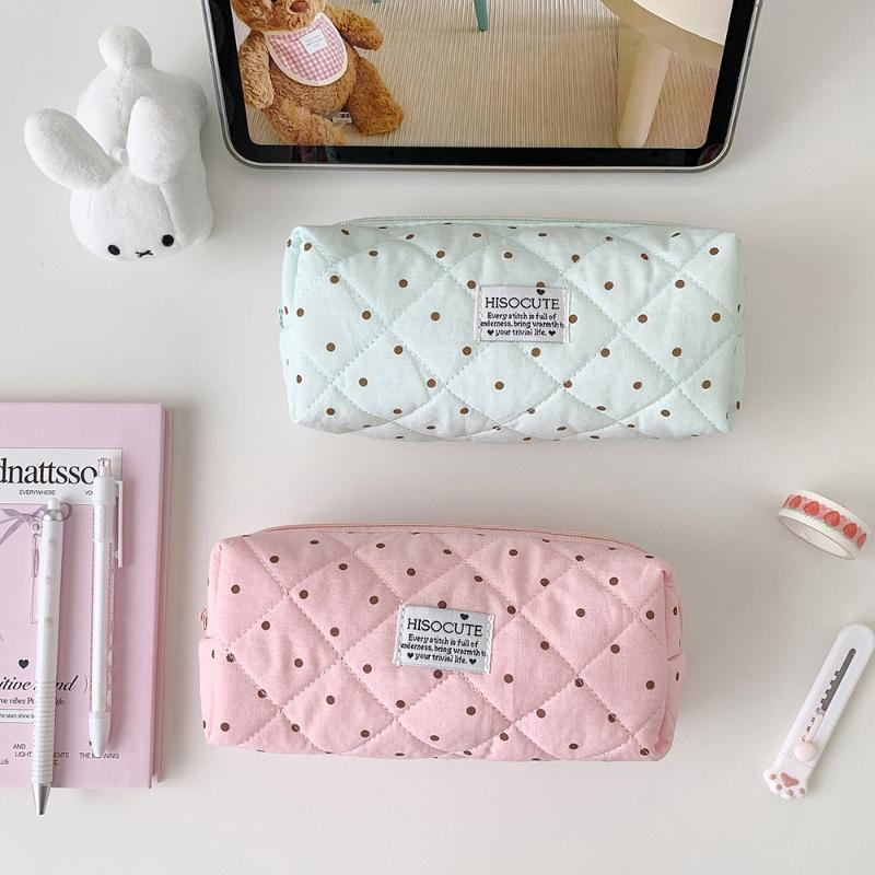 Canvas Stippen Etui Eenvoudig Esthetisch Schrijfgerei Pouch Draagbare Kleine Opbergtas Voor Studenten Terug Naar School Benodigdheden