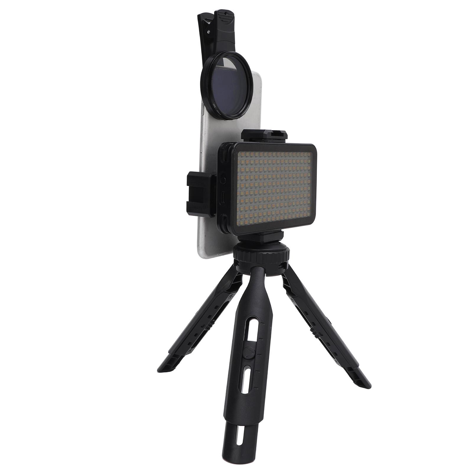 

Светодиодный заполняющий свет для сотового телефона 180 зажимов 2400K‑6400K регулировка высоты угла перезаряжаемая фотография