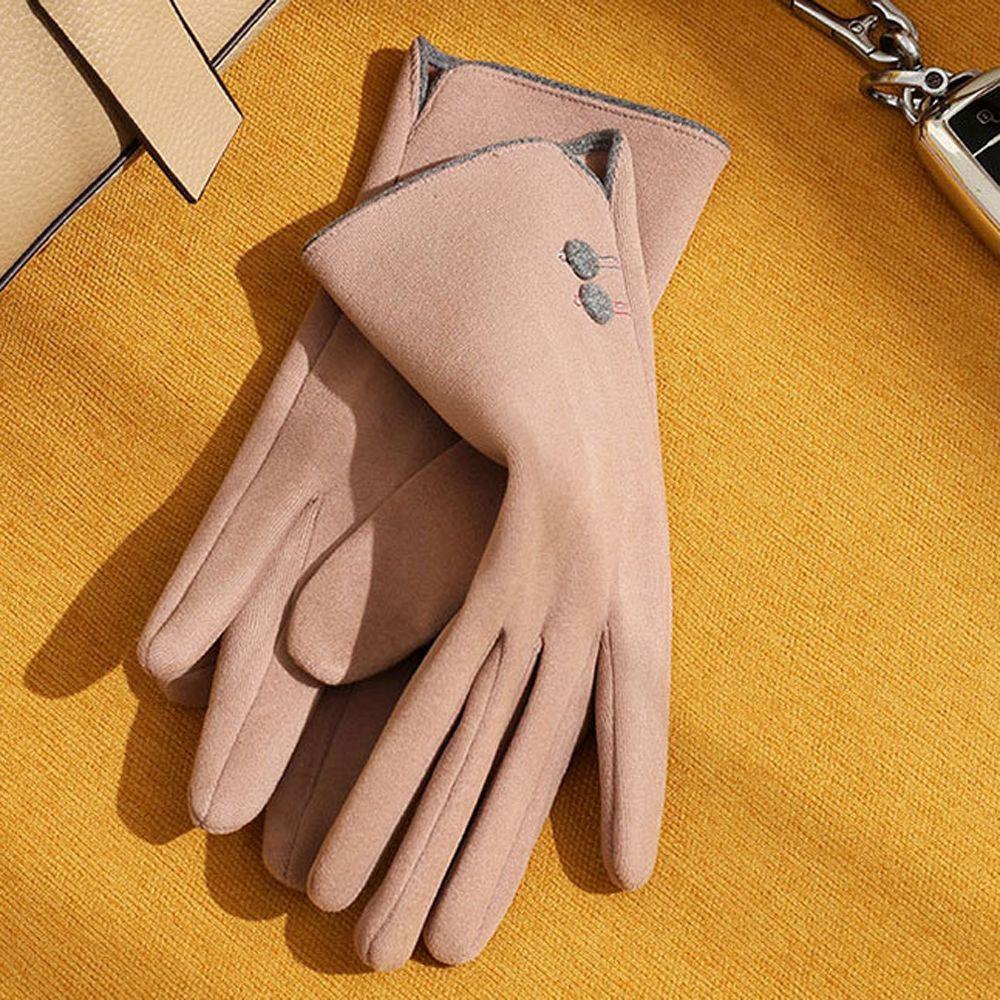Windproof Outdoor Solid Color Keep Warm Thick Mittens Full Finger Gloves Female Gloves