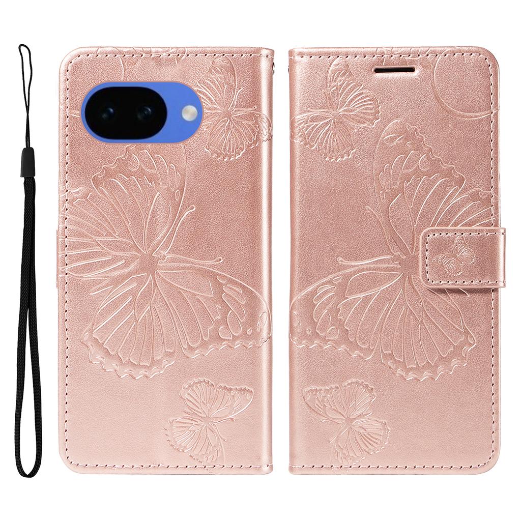 For Google Pixel 10a Wallet Case Floral Butterfly Imprinted Leather Phone Cover Stand