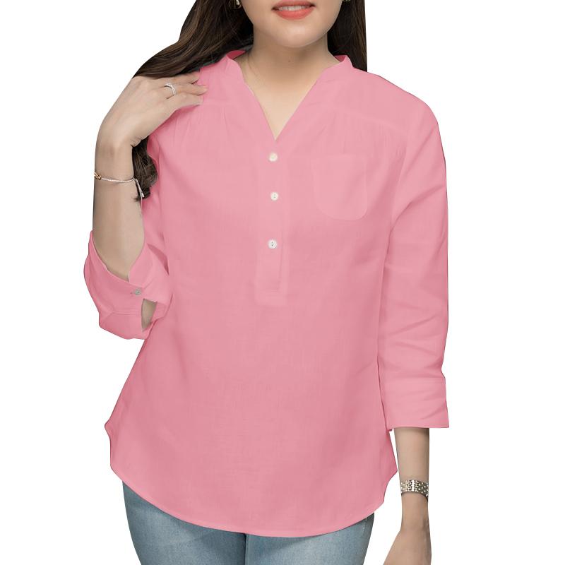 ZANZEA Women Casual V-Neck Solid Color Loose 3/4 Sleeve Blouse