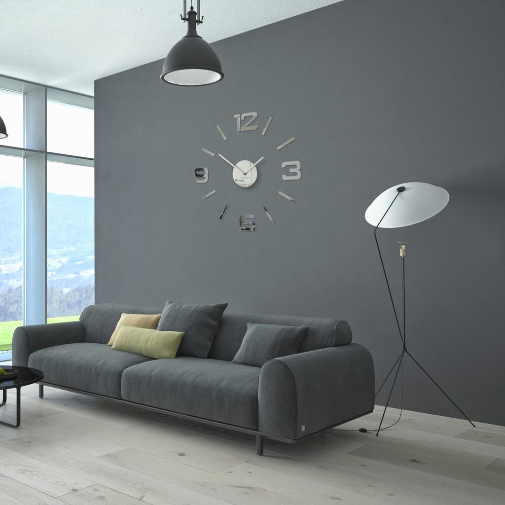 Large wall clock for the living room, mirror, 50-75cm