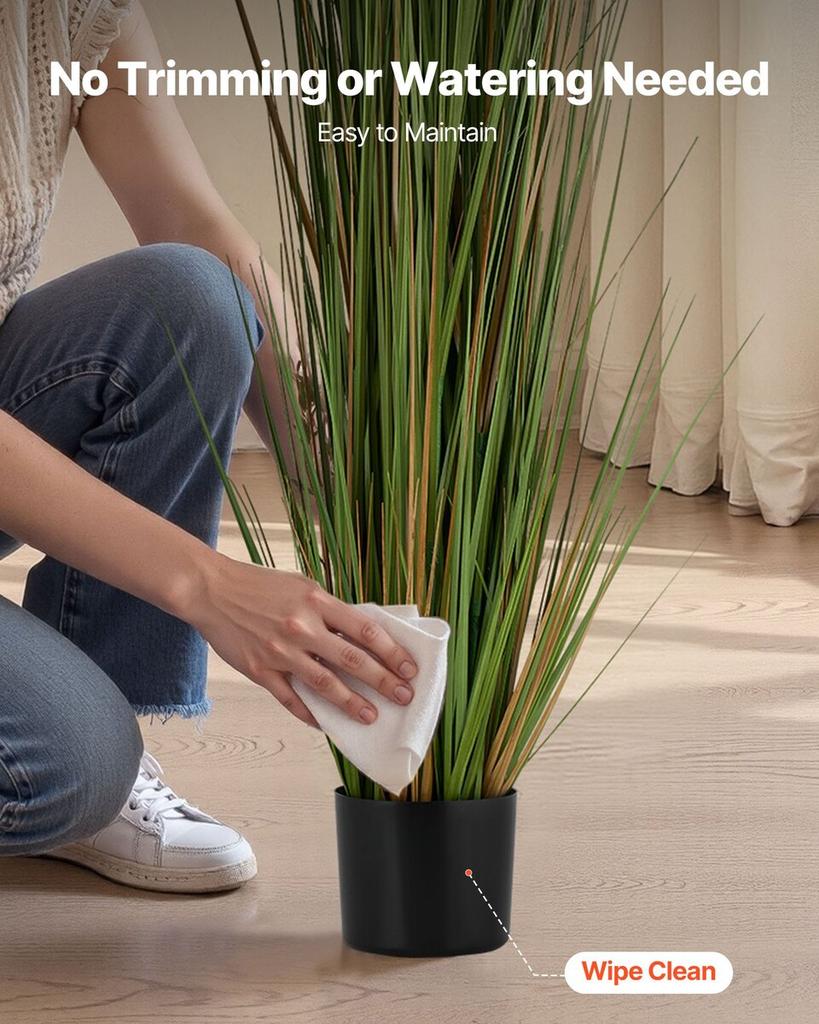 Artificial Grass Plant, 2 Pack 1499mm Horsetail Reed Grass in Pot, Premium PVC Faux Fake Greenery Shrubs Plant for Indoor Outdoor House Home Garden