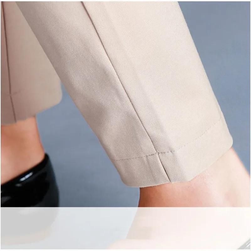 Frühling und Herbst Damen Einfarbig Hohe Taille Skinny Anzug Harem Übergröße Knopf Mode Lässig Büro Dame Alleskönner Hose