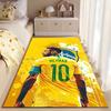 Sports Area Rug, Neymar Jr Brazil 10 Yellow Vector Art Poster, Fan Cave Decor, Non-Slip Mat