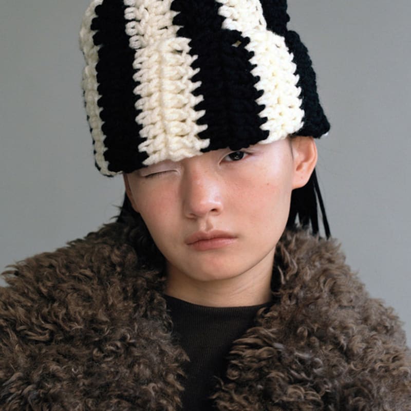 

AWESOME NEEDS HANDICRAFT KNIT BOLD HAT_BLACK FREE