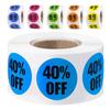 Self-Adhesive Price Stickers 25Mm 6 Rolls 3000 Units Promotional Discount Tags 10-60 Percent for Supermarket Retail Stores Random Color