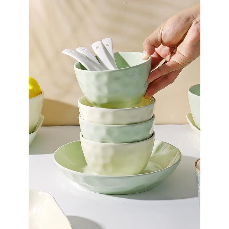 HANDUNYOU 10-Piece Cream Style Ceramic Dinnerware Set