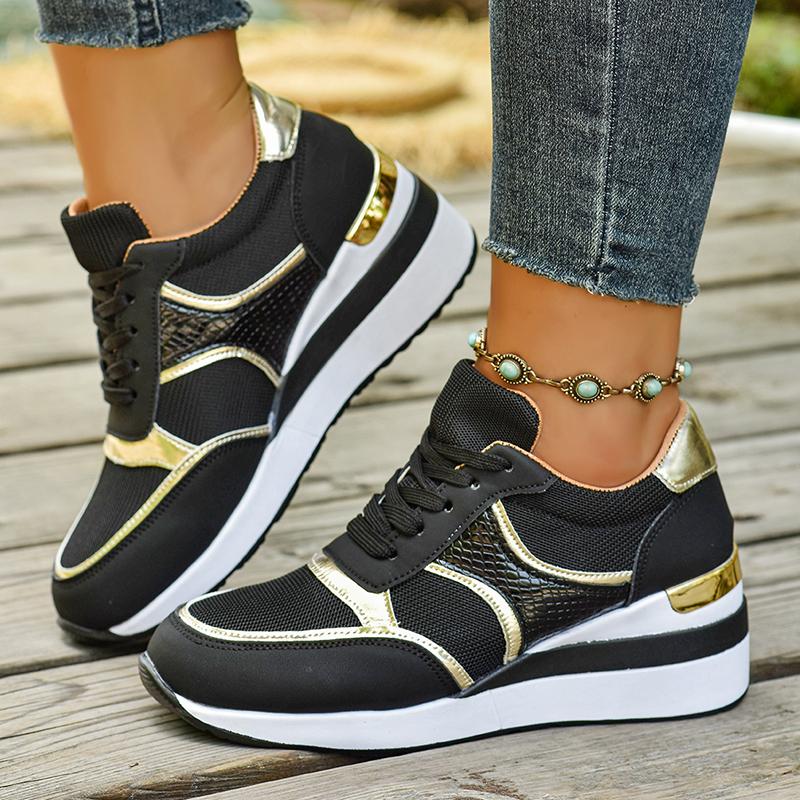 Women's Lightweight Wedge Sneakers Fashion Lace Up Non Slip Running Shoes for Women Casual Comfortable Walking Shoes Plus Size